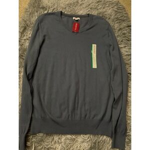 Merona Men's Medium Blue V-Neck Sweater NWT Classic Solid‎ Knit Sterling Blue